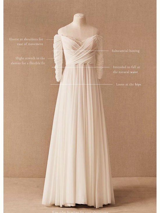 Watters Dresses & Skirts - Watters Ivory Off-Shoulder Long Sleeve Chiffon Gown